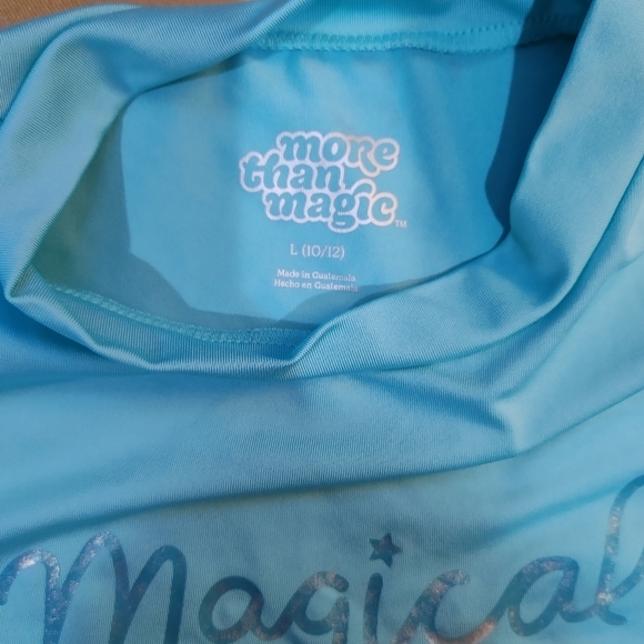 Girl's teal rash guard "Magical like a unicorn" - Picture 2 of 2